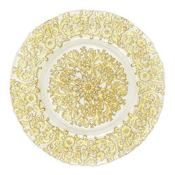 Leontine White Floral Wooden Charger Plate
