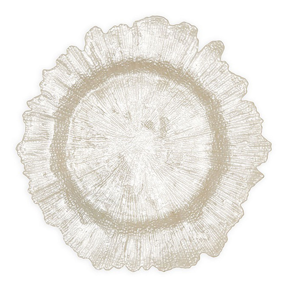 Pearl White Leaf Charger Plate