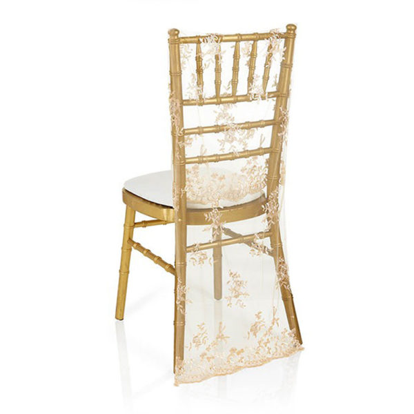 Arlette Champagne Lace Chair Cover