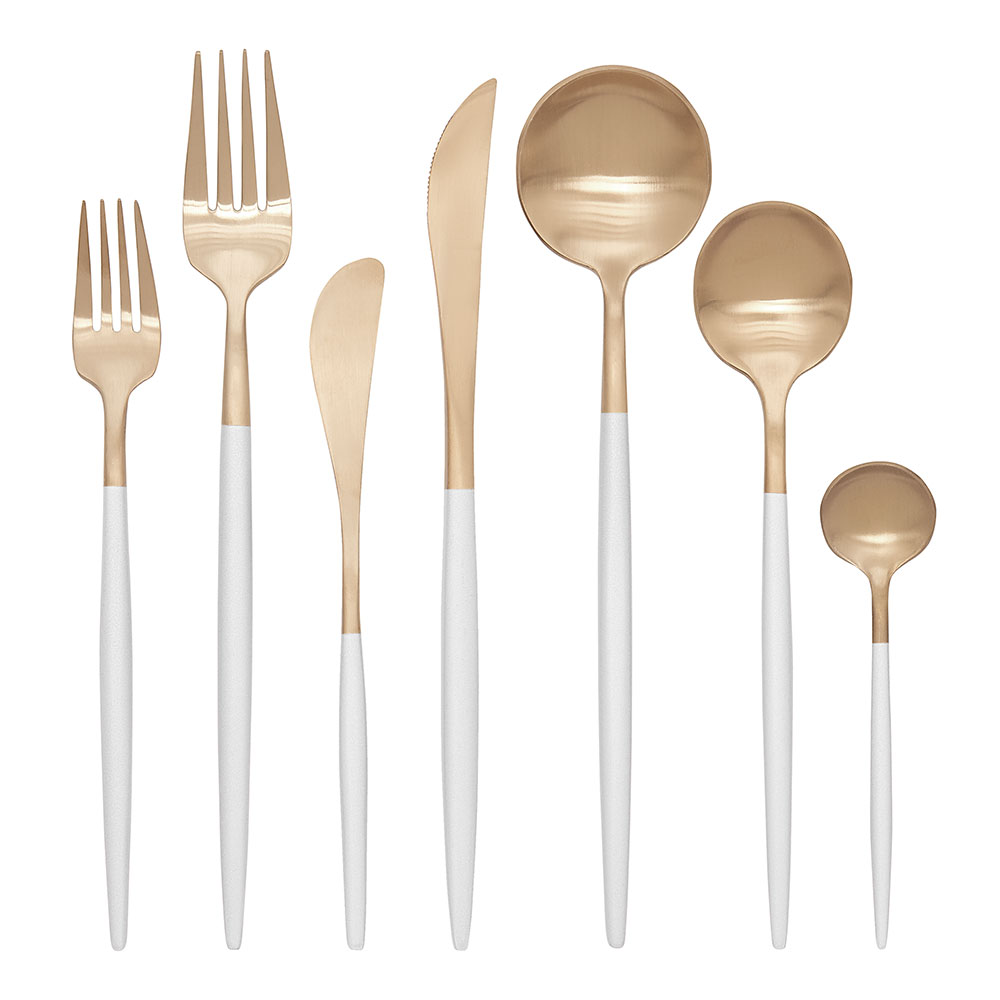 Gaia White and Champagne Gold Cutlery