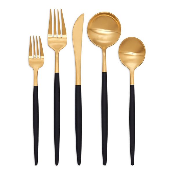 Gaia Black and Gold Cutlery 5 Piece Set
