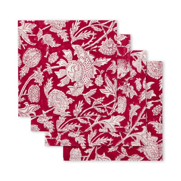 Duchess and Butler India Print Napkins in Red, Set of 4