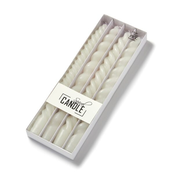 Duchess and Butler twisted candles in white, set of 4